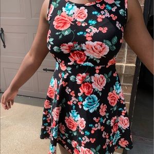 Black Dress with pink and blue flowers!